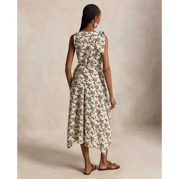 Bow-Detail Printed Silk-Blend Dress
