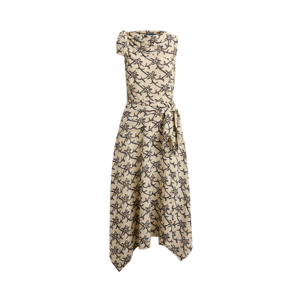 Bow-Detail Printed Silk-Blend Dress