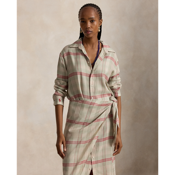 Plaid Wrap Shirtdress