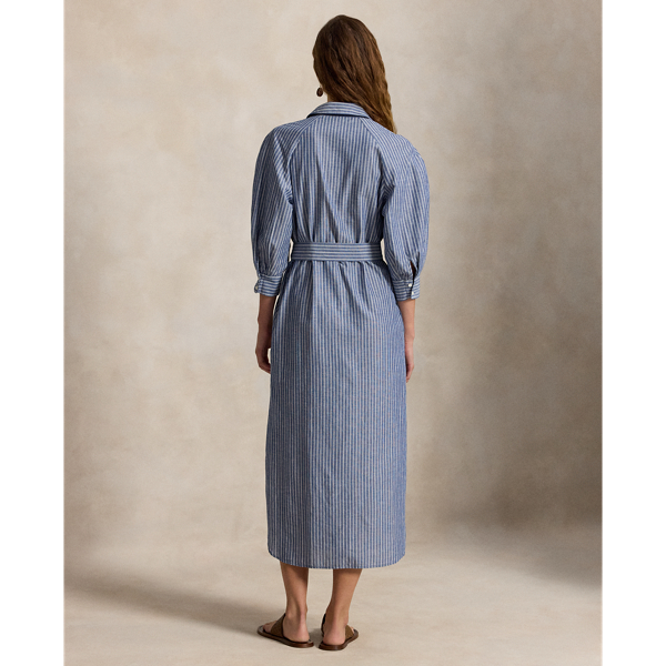 Cotton-Linen Raglan-Sleeve Shirtdress