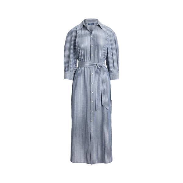 Cotton-Linen Raglan-Sleeve Shirtdress
