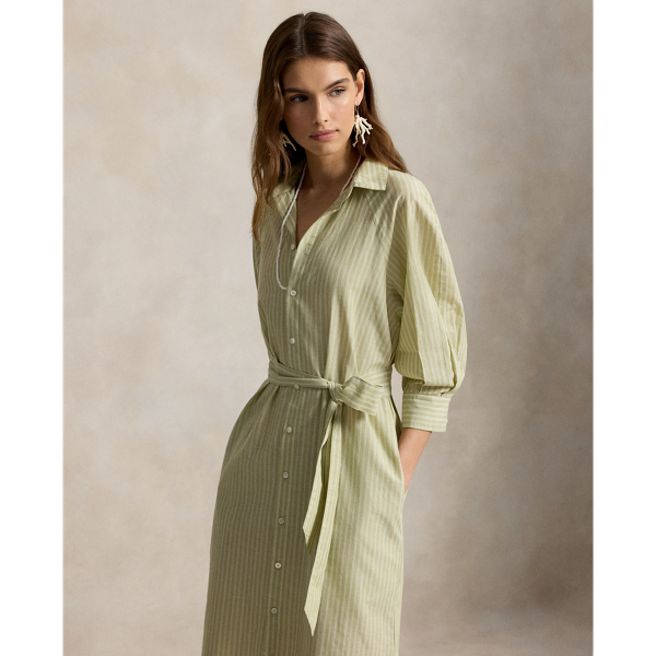 Robe-chemise manches raglan en coton-lin