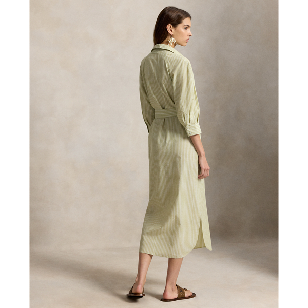 Robe-chemise manches raglan en coton-lin