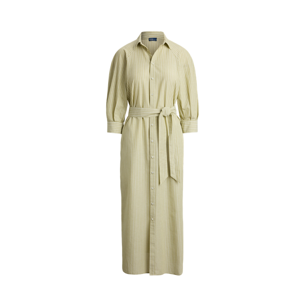 Robe-chemise manches raglan en coton-lin