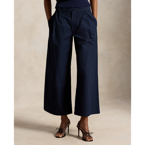 Navy Cotton Relaxed Wide-Leg Crop Pant Polo Ralph Lauren 4