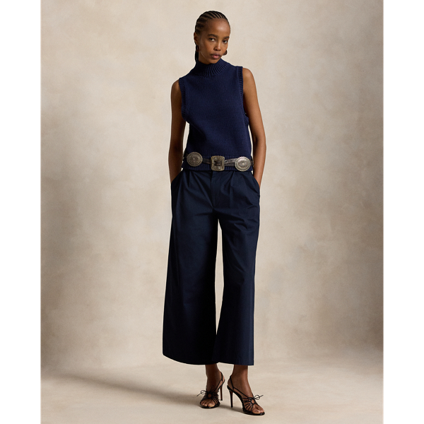 Navy Cotton Relaxed Wide-Leg Crop Pant Polo Ralph Lauren 1