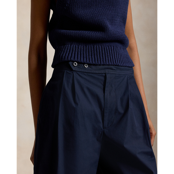 Navy Cotton Relaxed Wide-Leg Crop Pant Polo Ralph Lauren 6