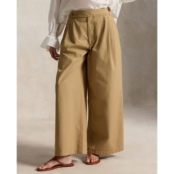 Tan Cotton Relaxed Wide-Leg Crop Pant Polo Ralph Lauren 4