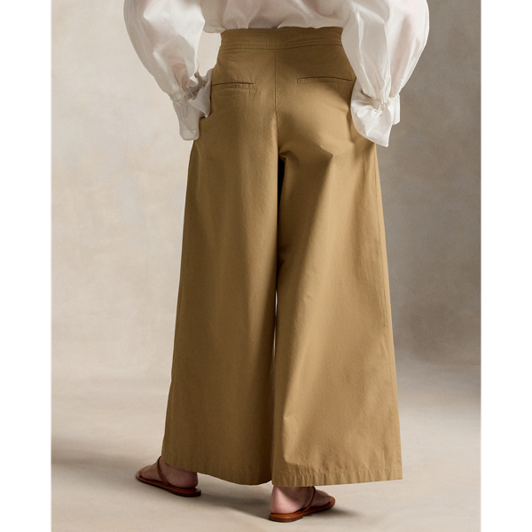 Tan Cotton Relaxed Wide-Leg Crop Pant Polo Ralph Lauren 5