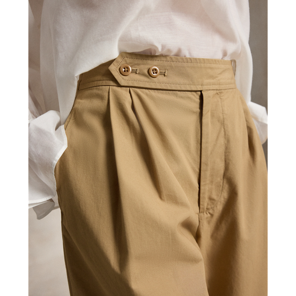 Tan Cotton Relaxed Wide-Leg Crop Pant Polo Ralph Lauren 6