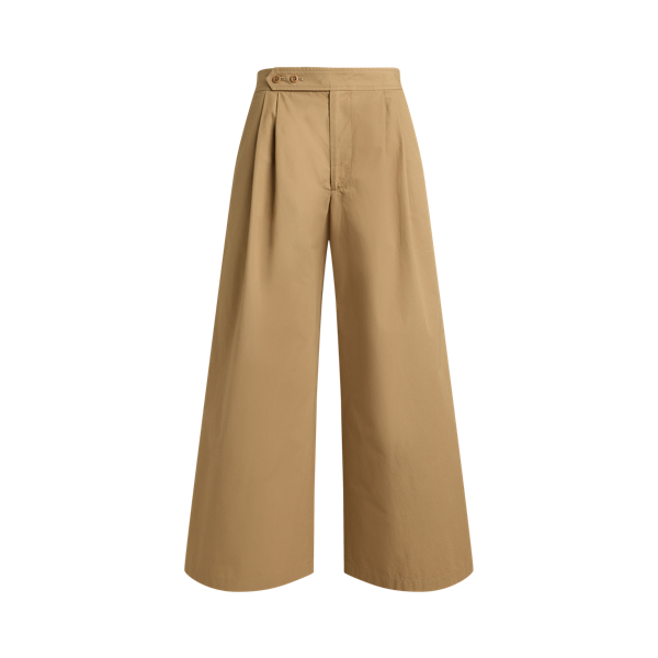 Tan Cotton Relaxed Wide-Leg Crop Pant Polo Ralph Lauren 2