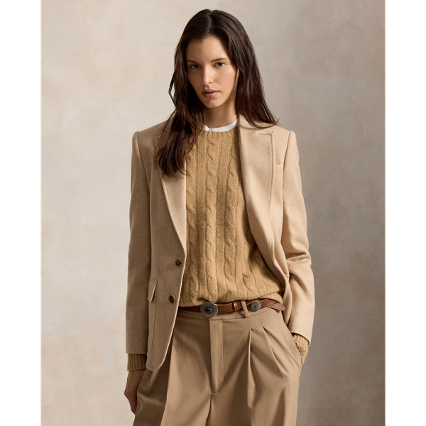 Single-Breasted Wool Herringbone Blazer