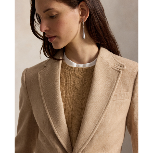 Single-Breasted Wool Herringbone Blazer