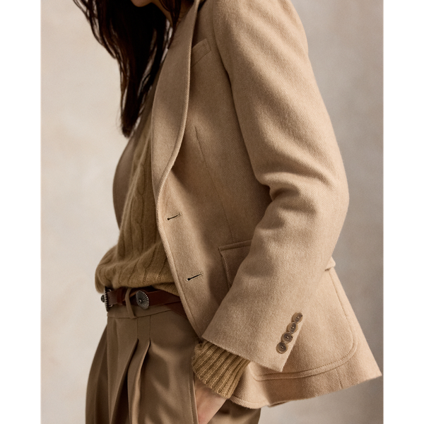 Single-Breasted Wool Herringbone Blazer