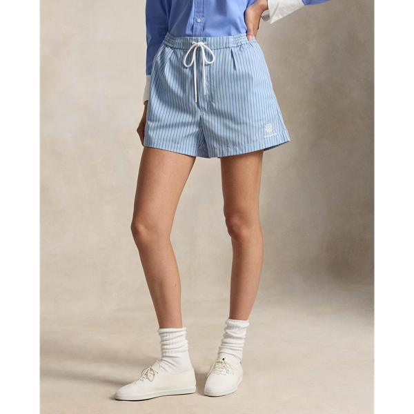 Short en coton ray&eacute; pliss&eacute; Wimbledon Polo Ralph Lauren en 1968 Ofcblu/cmlpnk/refnvy 3