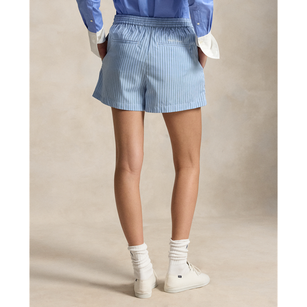 Short en coton ray&eacute; pliss&eacute; Wimbledon Polo Ralph Lauren en 1968 Ofcblu/cmlpnk/refnvy 4