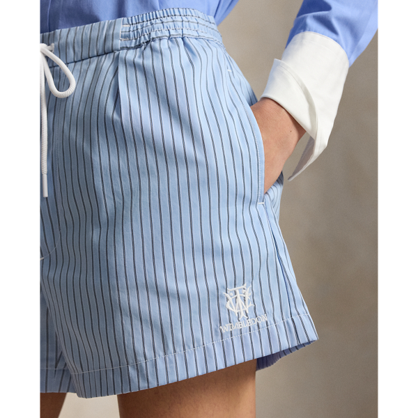 Short en coton ray&eacute; pliss&eacute; Wimbledon Polo Ralph Lauren en 1968 Ofcblu/cmlpnk/refnvy 5