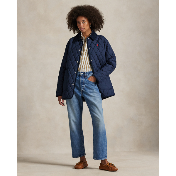 Ruitvormig doorgestikt barn-jack Polo Ralph Lauren in Expedition olive brown 3