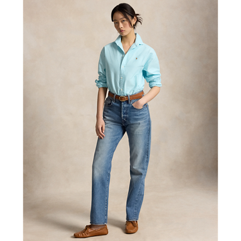 Женская рубашка Ralph Lauren Relaxed Fit Cotton Oxford, цвет: Синий