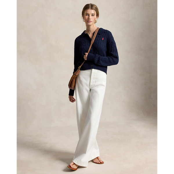 Polo Ralph Lauren 케이블 코튼 폴로 칼라 카디건 헌터 네이비 4