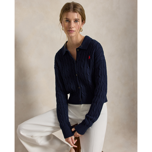 Polo Ralph Lauren 케이블 코튼 폴로 칼라 카디건 헌터 네이비 1