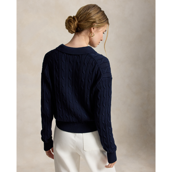 Polo Ralph Lauren 케이블 코튼 폴로 칼라 카디건 헌터 네이비 5