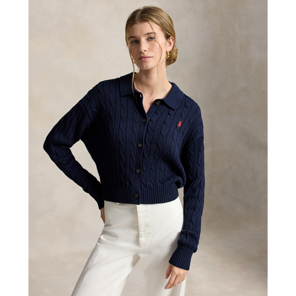 Polo Ralph Lauren 케이블 코튼 폴로 칼라 카디건 헌터 네이비 7
