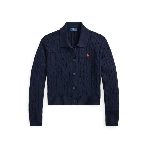 Polo Ralph Lauren 케이블 코튼 폴로 칼라 카디건 헌터 네이비 2