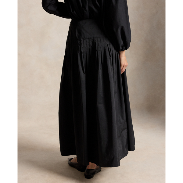 Pleated Taffeta Maxi Skirt