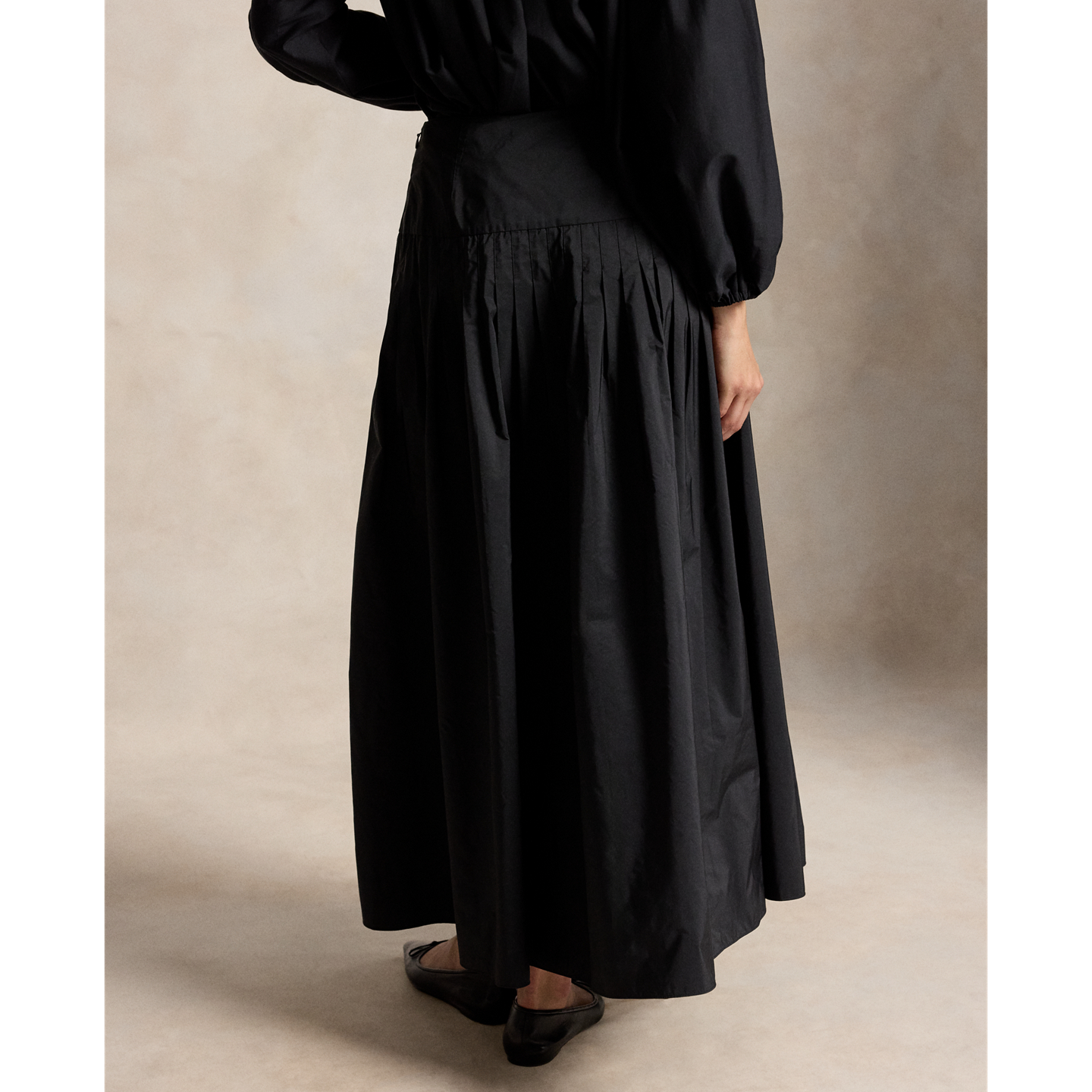 Женские юбки Polo Ralph Lauren Pleated Taffeta Maxiskirt, цвет: Чёрный — фото 2