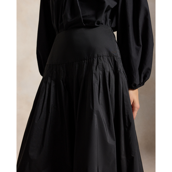 Pleated Taffeta Maxi Skirt