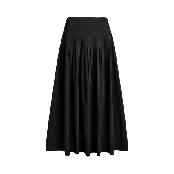 Pleated Taffeta Maxi Skirt