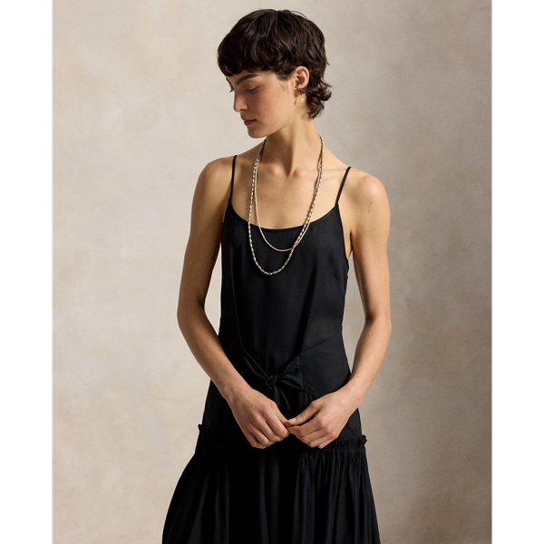 Sash-Tie Twill Dress