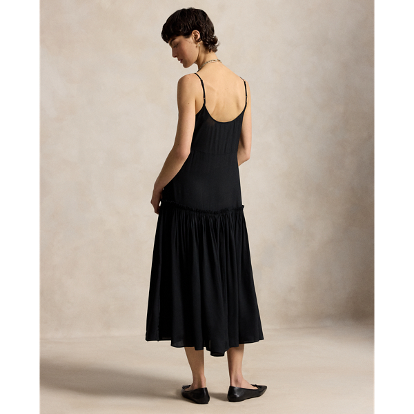 Sash-Tie Twill Dress