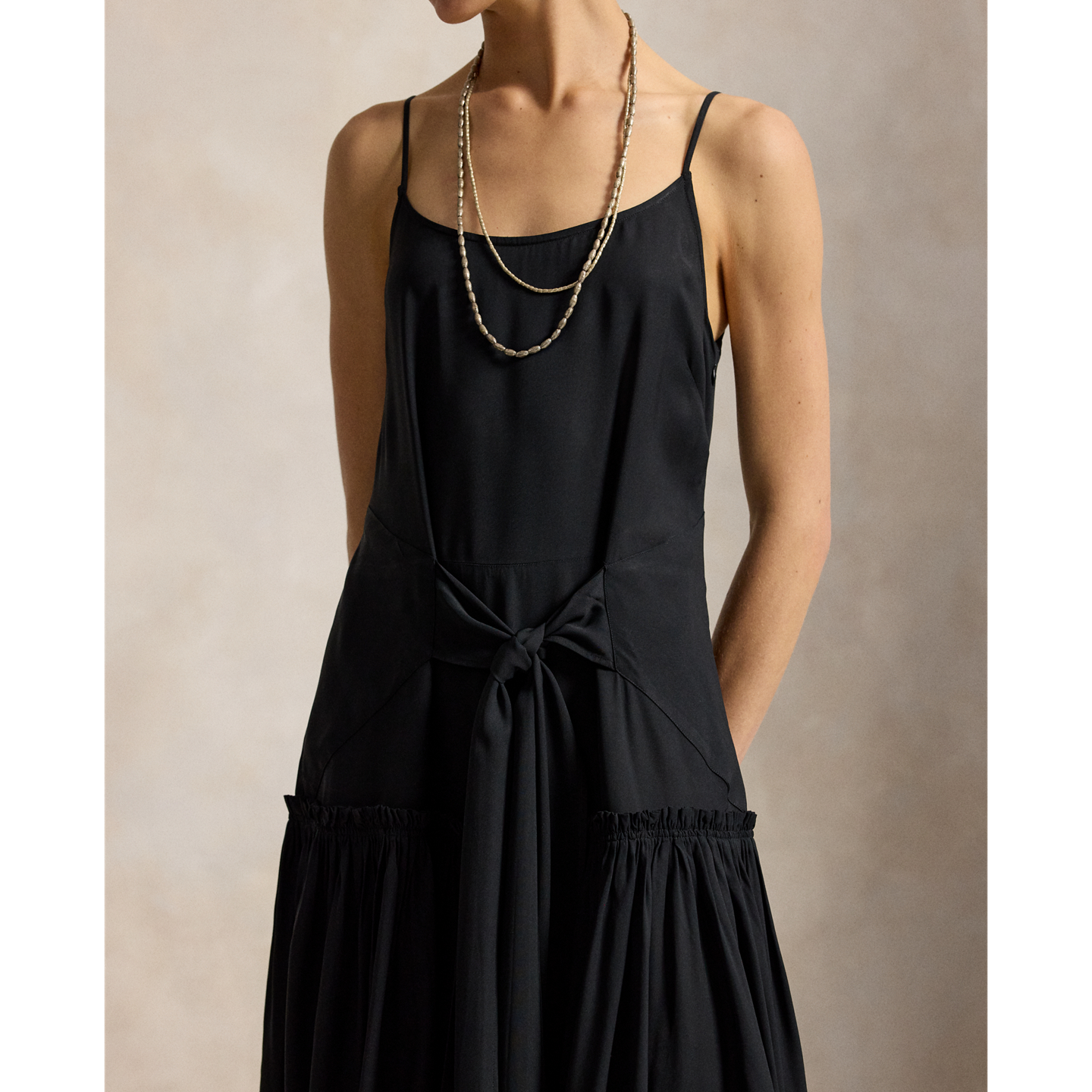 Женское платье Polo Ralph Lauren Sash-Tie Twill, цвет: Чёрный — фото 3