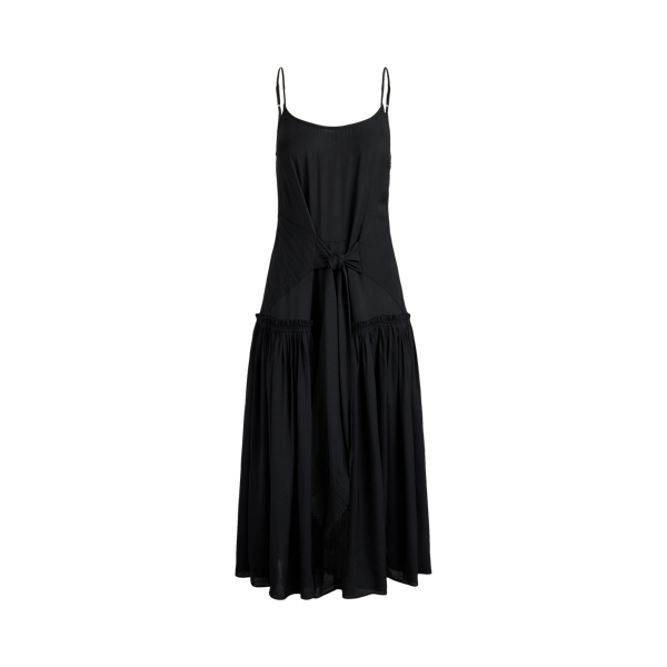 Sash-Tie Twill Dress