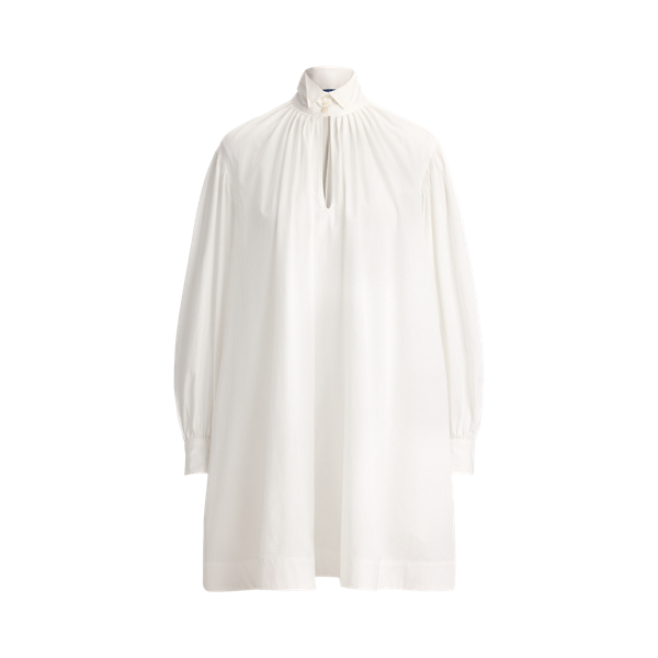 Pleated Poplin Trapeze Shirtdress
