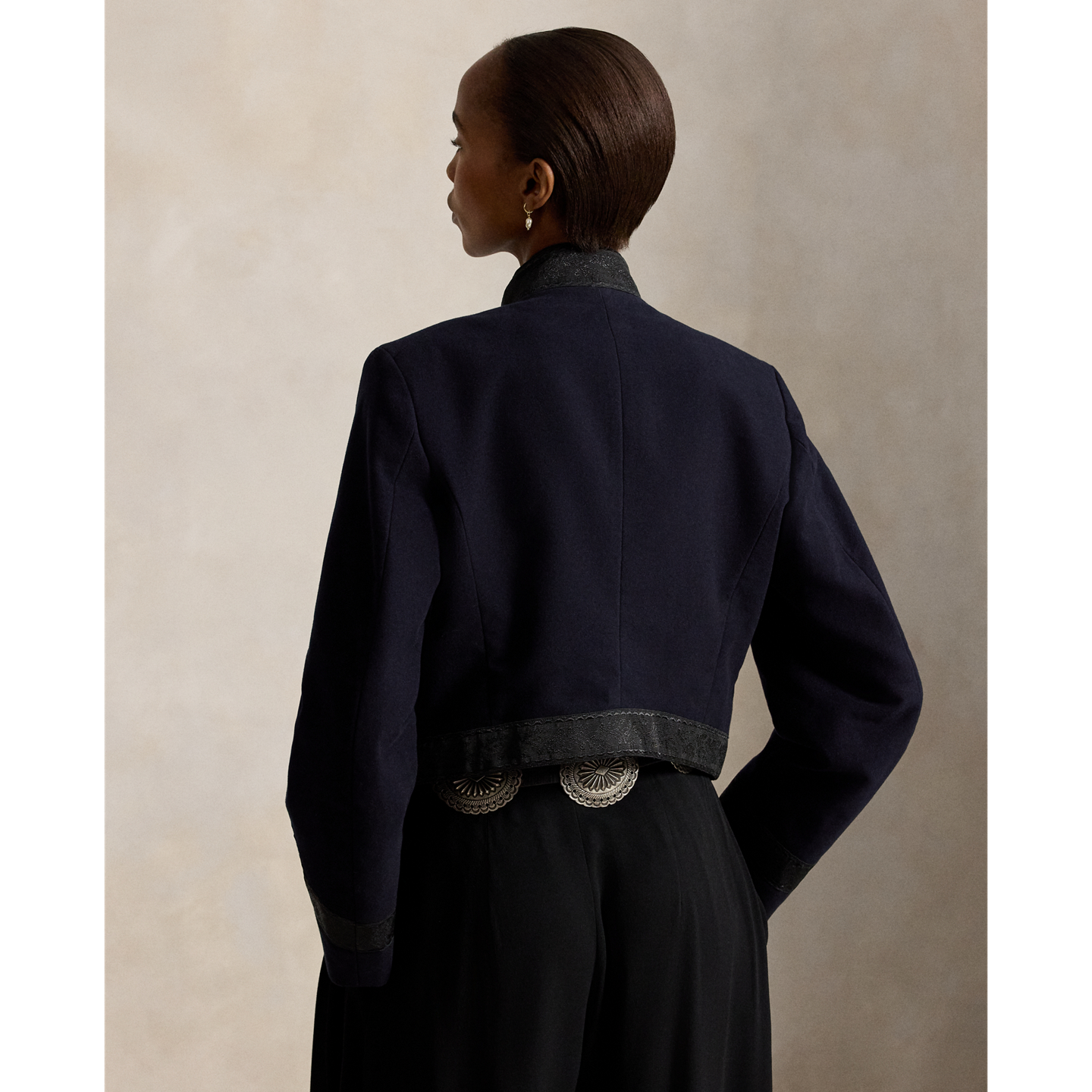 Женская куртка Ralph Lauren Embellished Cotton Cropped, цвет: Тёмно-синий — фото 2