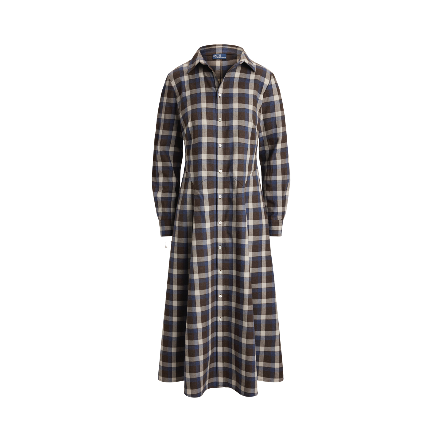 Женское платье Ralph Lauren Plaid Cotton Twill Shirtdress, цвет: Коричневый / Синий разноцветный — фото 5