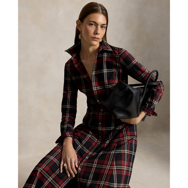 Plaid Cotton Twill Shirtdress