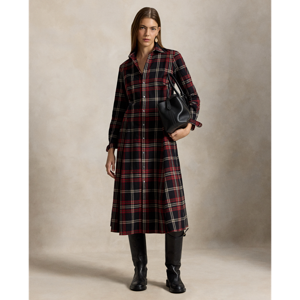 Plaid Cotton Twill Shirtdress