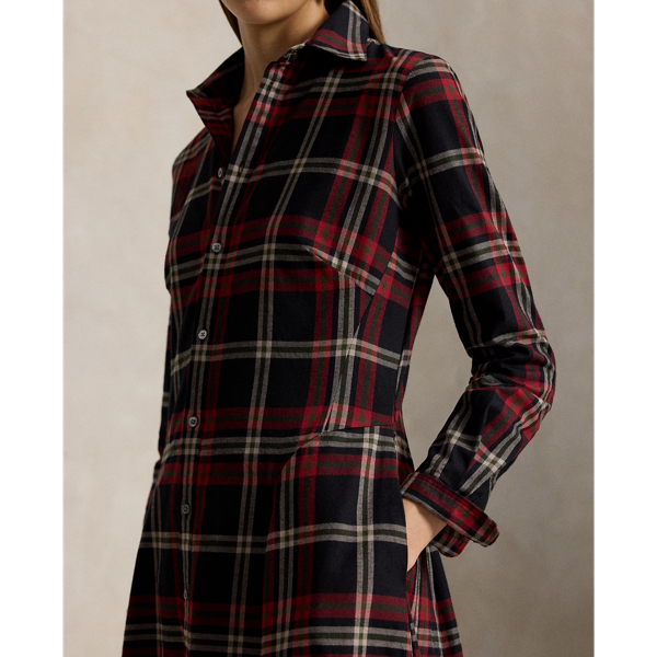 Plaid Cotton Twill Shirtdress