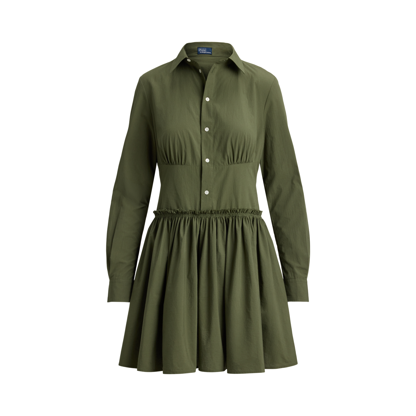 Женское платье Ralph Lauren Paneled Cotton Canvas Mini Shirtdress, цвет: Оливковый — фото 4