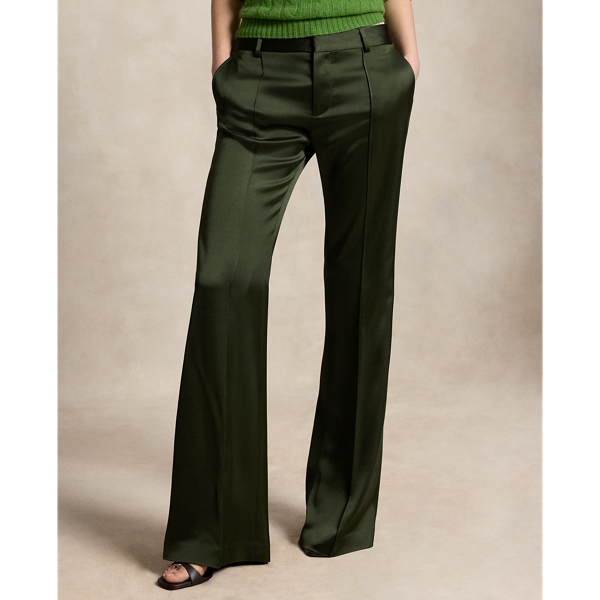 Lage kick-flare satijnen broek