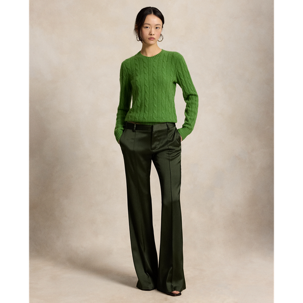 Lage kick-flare satijnen broek