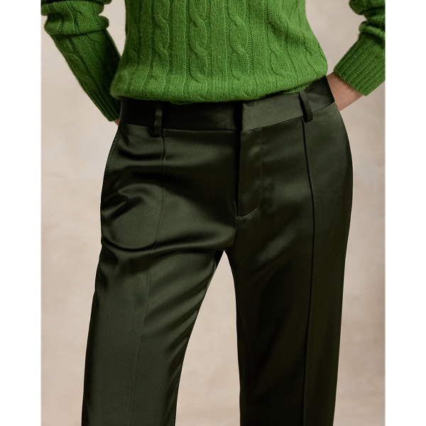 Lage kick-flare satijnen broek