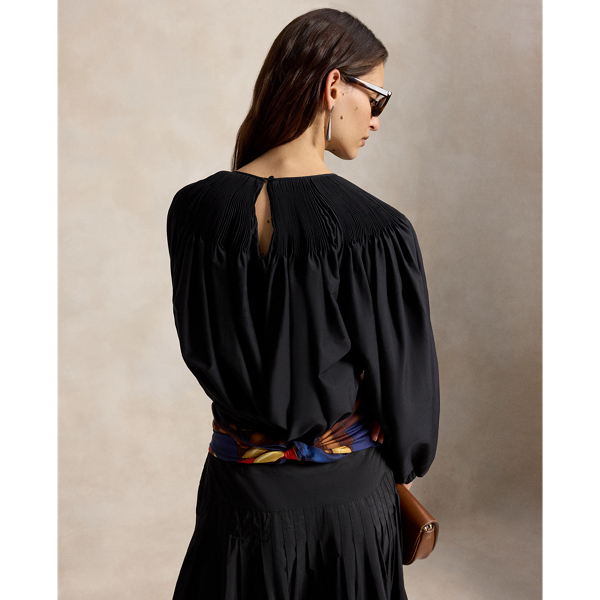Camicia in cotone e seta con pieghe