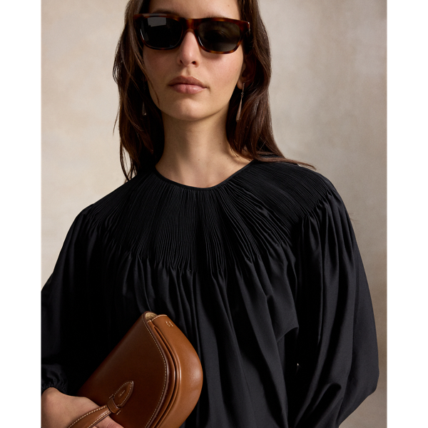Camicia in cotone e seta con pieghe