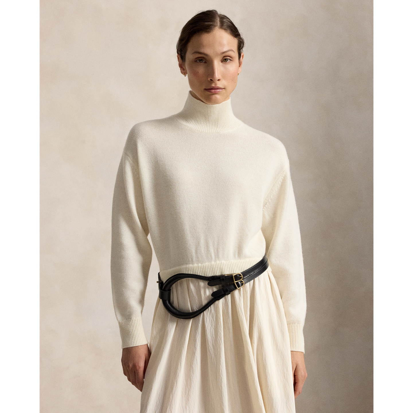 Женское платье Ralph Lauren Wool-Bodice Crepe, цвет: Состаренный кремовый — фото 1