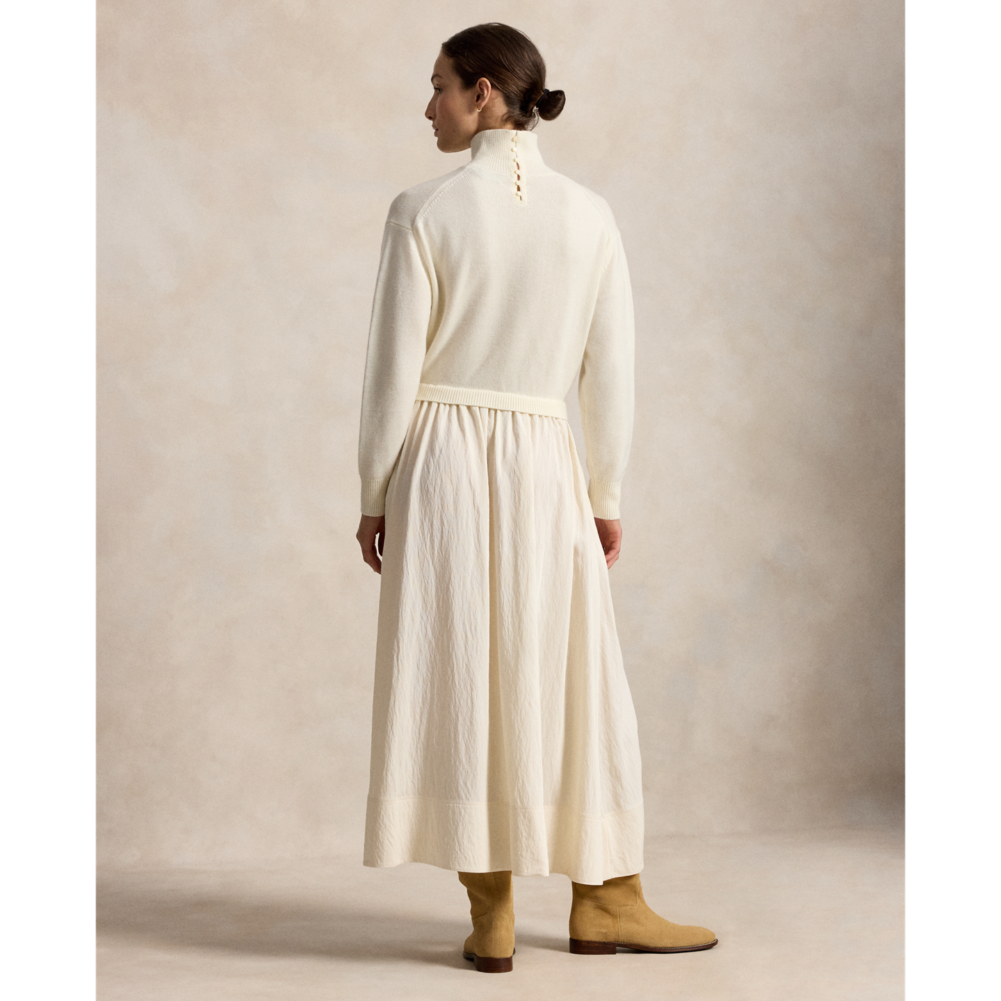Женское платье Ralph Lauren Wool-Bodice Crepe, цвет: Состаренный кремовый — фото 2